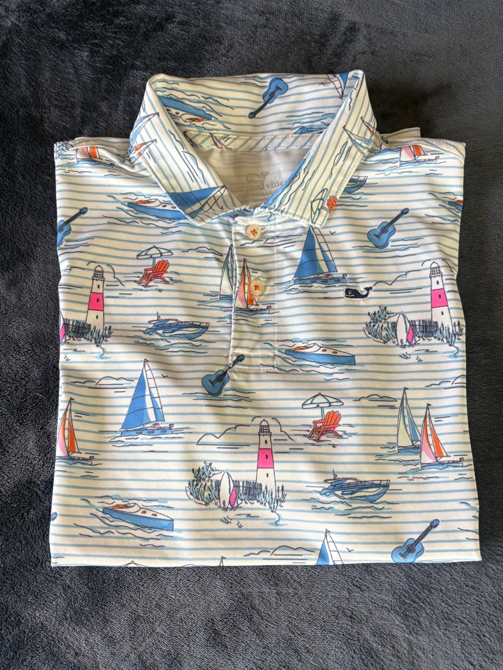 Vineyard Vines Light Blue Nautical Print Polo